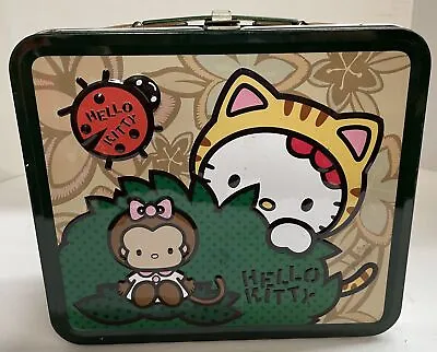 Vtg Hello Kitty W/ Ladybug & Monkey Floral Design Metal Lunchbox By Sanrio • £16.62