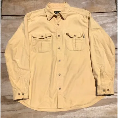 $20 • Buy Vintage Eddie Bauer Chamois Button Down Yellow Mens Size Large