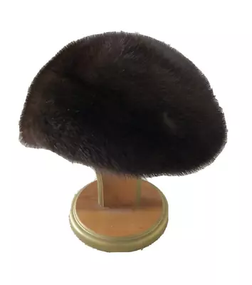 Vintage Mildred Of Mae Laskey Women's Brown Mink Fur Hat Cloche Capulet Beret • $124