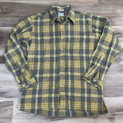 Vintage B Altman Shirt Mens Medium 15-15.5 Wool Flannel Plaid 60s Creighton • $59.99