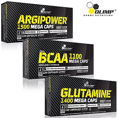 £41.42 • Buy ARGIPOWER + BCAA + L-GLUTAMINE 90/180 Caps. L-Arginine Booster Amino Acids Pills