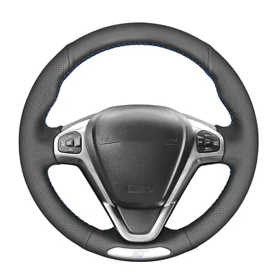 Durable Black Leather Hand-stitched Car Steering Wheel Cover For Ford Fiesta ST • $75.89