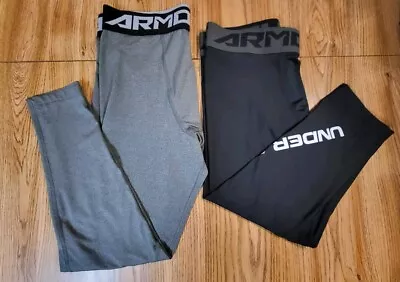 Lot Of 2 Under Armour Men’s Heatgear 3/4 Leggings XL Black & Ankle Style Gray • $29.99