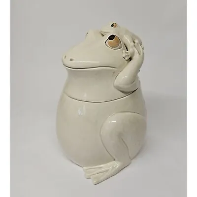 Fitz And Floyd Vintage White Frog With Baby Cookie Jar 1977 Rare 2 White Frogs • $75