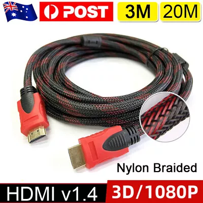 3M - 20M Strong Braided Nylon HDMI Cable 1.4v 1080P 4K 3D ARC Ethernet Lot AU • $9.99