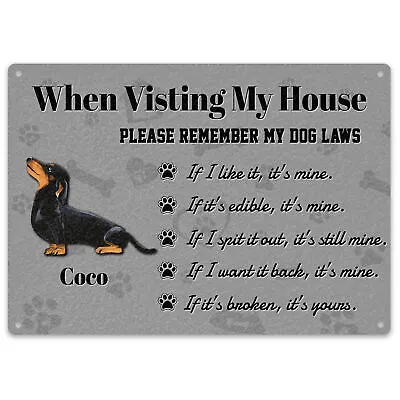 £15.95 • Buy Personalised Funny Dachshund Laws Metal Sign When Visiting My House Remember ...
