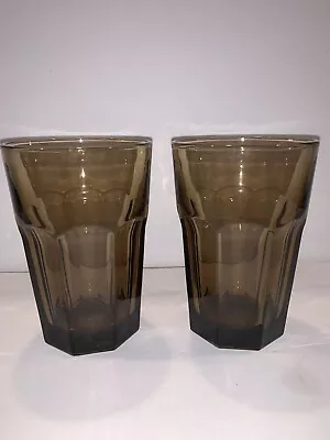 2 Vintage GIBRALTAR Libbey Mocha Flat Tumblers 12 Oz Duratuff Excellent • $18