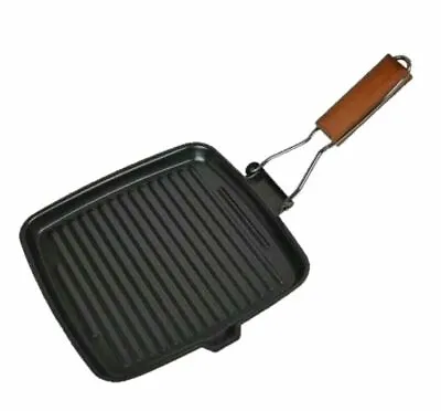 £8.80 • Buy Square Non Stick Griddle Grill Steak Frying Cooking Pan Skillet Folding Handle