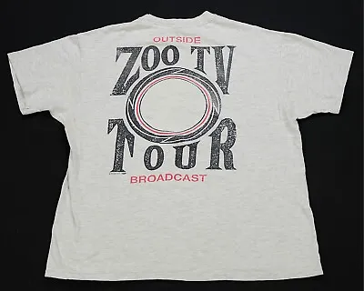 Rare VTG U2 Zoo TV Tour Outside Broadcast 1992 Single Stitch T Shirt 90s Bono XL • $79.99