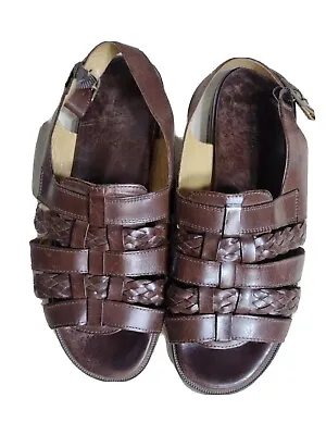 Vintage Men's HIPPIE Bally Baronio  Leather Strap Sandals 8m Made In Italy • $29.99