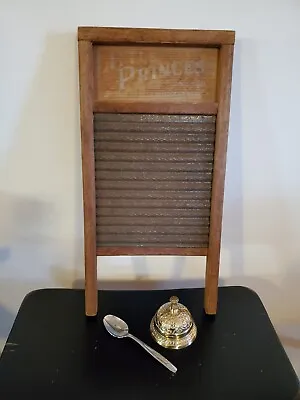 Vtg Lil Princess Washboard Percussion Musical Instrument Small Brass Bell Spoon • $115