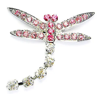 £40.48 • Buy Pink DRAGONFLY~ Made With Swarovski Crystal Bridesmaids Pin Brooch Xmas Jewelry