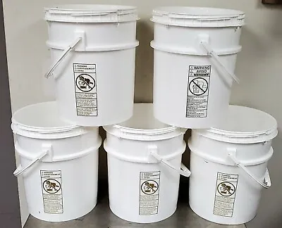 Set Of 5 Durable 5 Gallon 100 Mil SCREW TOP Pail Food Grade Buckets WITHOUT LIDS • $39.50