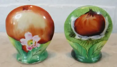 2 Vintage Bone China Place Card Holder Orange Fruit Onion Salt Pepper? • $5