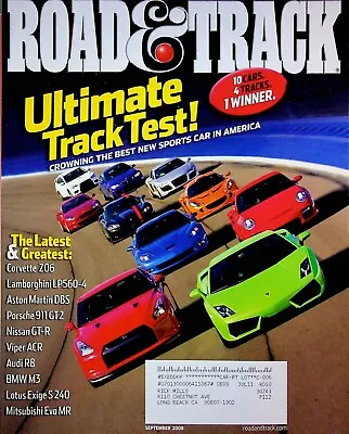 Vtg. Crowning The Best New Sports Car - Road & Track Magazine - September 2008 • $7