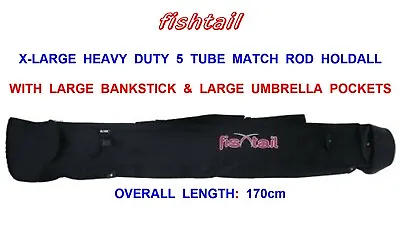 Fishtail X-large Heavy Duty 5 Tube Rod Holdall Carryall Tackle Quiver Rod Bag • £37.99