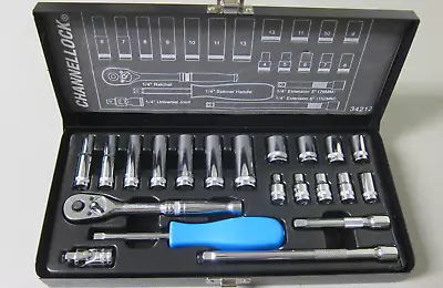 CHANNELLOCK - 34212 21 PC. - 1/4  Dr. Metric Socket Set -OPEN BOX -FREE SHIPPING • $55