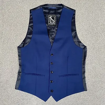 NEW & LINGWOOD Waistcoat Mens Small 38R Blue Wool Button Up BNWOT • £49