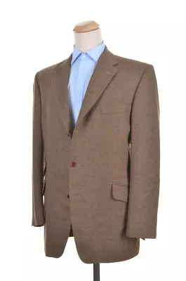 MAGEE Green Brown Plaid Check 100% Wool Tweed Blazer Sport Coat Jacket - 46 L • $147