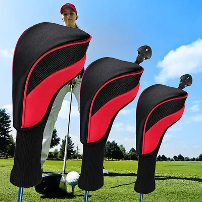$27.57 • Buy 3X Golf Club Head Covers Set Long Neck Driver 1/3/5 Fairway Woods Headcovers AU.