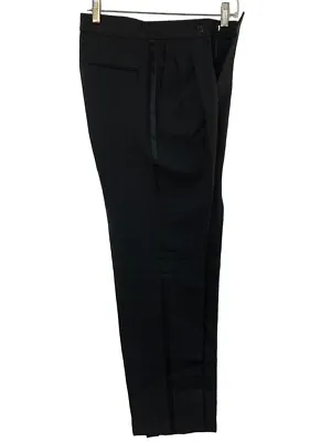 Men Woven Polyester Pleated Satin Stripe Tuxedo Pants Hemmed NWT. • $25.95