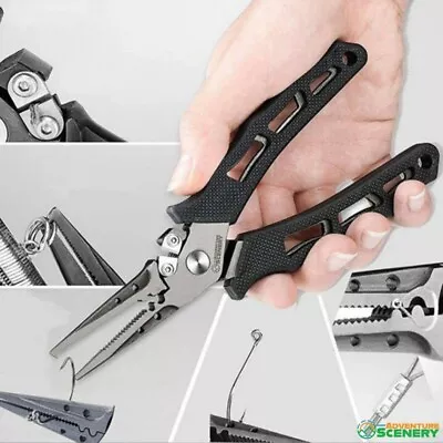 $27.50 • Buy Stainless Steel Fishing Split Ring Pliers Hook Removal Braid Cutters Scissors