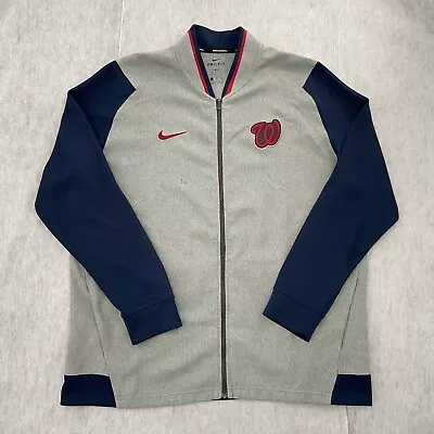 Washington Nationals Jacket Adult Extra Large Gray Full Zip Nike Baseball Men XL • $29.96