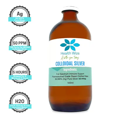 Colloidal Silver 50PPM 500ml 99.999% Pure Mineral Supplement Finest Silver Ions • $39.95