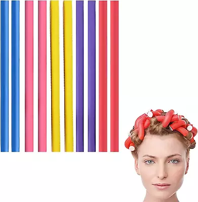 10Pcs Flexi Rods For HairCurlers Rollers Long And Short Hair Heatless Magic For • £5.44