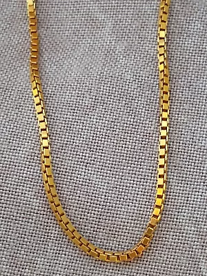 14kt Yellow Gold BOX CHAIN NECKLACE 4.2 Gr 17.5  Vintage 1mm • $235