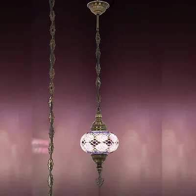 $59.75 • Buy SWAG PLUG IN Turkish Moroccan Mosaic Ceiling Hanging Lamp Pendant Light Lamp
