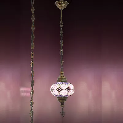 SWAG PLUG IN Turkish Moroccan Mosaic Ceiling Hanging Lamp Pendant Light Lamp • $59.75