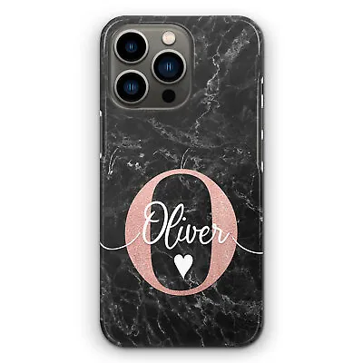 Personalised Initial Phone Case For Xiaomi Custom Hard Cover Pink Marble Heart • £6.49