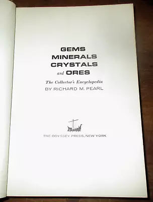 GEOLOGY BOOK GEMS MINERALS CRYSTALS AND ORES By Richard Pearl Nice Plates • $14.99