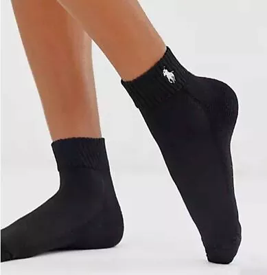 3 Pair Women's Polo Ralph Lauren Athletic Ankle Socks Black White • £16.63