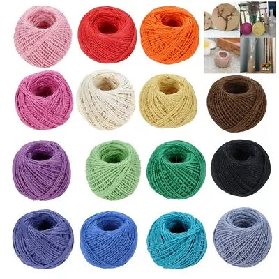 100m 3Ply 2mm Coloured Jute Soft Twine Sisal String Rustic Cord String Diy Craft • £7.55