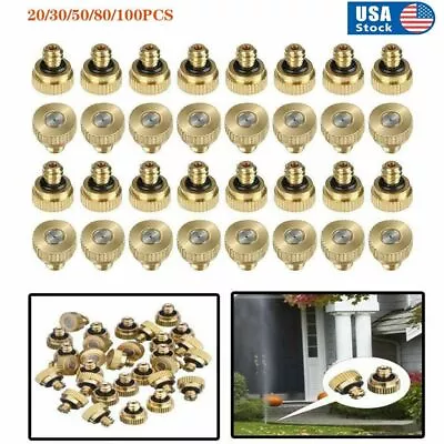 30/50 Brass Misting Nozzles Water Mister Sprinkle For Cooling System Garden Tool • $7.19