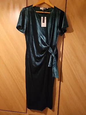 New With Tags Lily & Franc Faux Velvet Green Dress Size 16 • £14.99