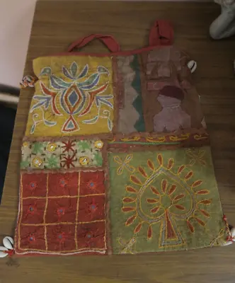 Vintage India Banjara Handmade Kuchi Ethnic Embroidery Mirror Boho Cloth Bag • $30