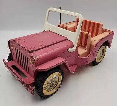 Vintage 1962 Tonka Pink Jeep Elvis Surrey Edition Metal No Top • $43.99