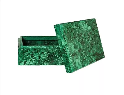 Overlaid With Malachite Stone Trinket Box White Marble Jewelry BOX Gift For Her • £405.97