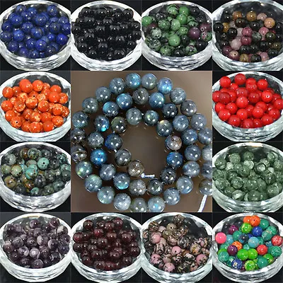 Wholesale Natural Stone Gemstone Round Spacer Loose Beads 4MM 6MM 8MM 10MM • $3.03