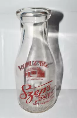 Vintage Pint Milk Bottle SZEP'S DAIRY Bethlehem Pennsylvania • $38.95