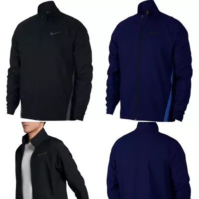 New Nike Men's Dry Woven Training Lightweight Turtleneck Jacket SMALL Black/Navy • $51.31