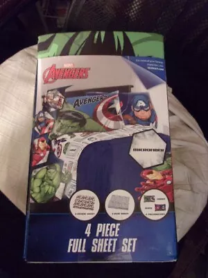 Marvel~avengers~full Size Sheet Set~new/package~1 Flat~1 Fitted~2 Pillow Cases • $29.95