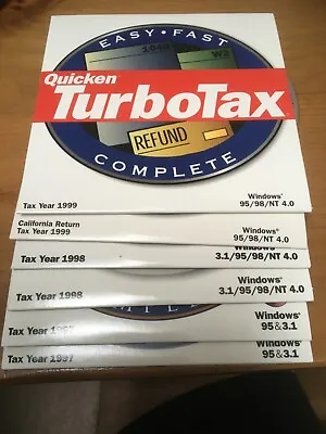 Vintage Turbo Tax Software CDs - USA And California 1997 1998 And 1999 • £1.95