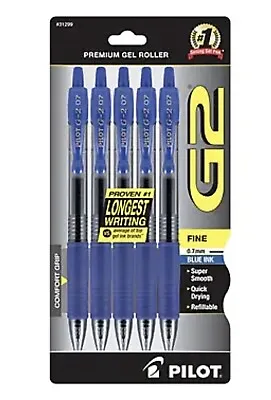 31003 Pilot G2-5 RT Gel Rollerball Pen Extra Fine 0.5mm Blue Ink Pack Of 5 • $8