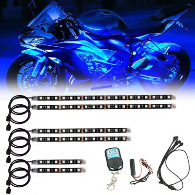 6PCS LED Light Strip Kit RGB Neon Under Glow Motorcycle For BMW Honda Kawasaki • $21.59