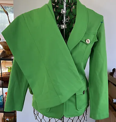 Women’s VTG 70’s Pant Suit Leisure Knit 36” Pull On Pants 32” X 29” Lime Green • $32.95