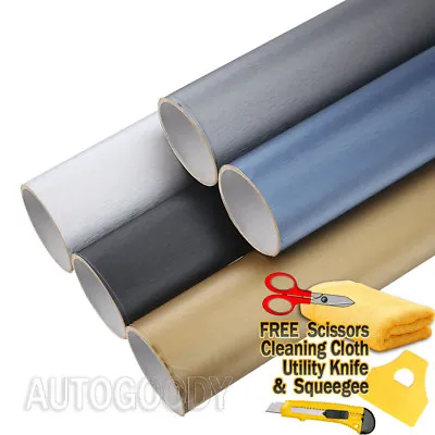 Brushed Aluminum Vinyl Film Metallic Wrap Sticker Decal Bubble Free Air Release • $8.38